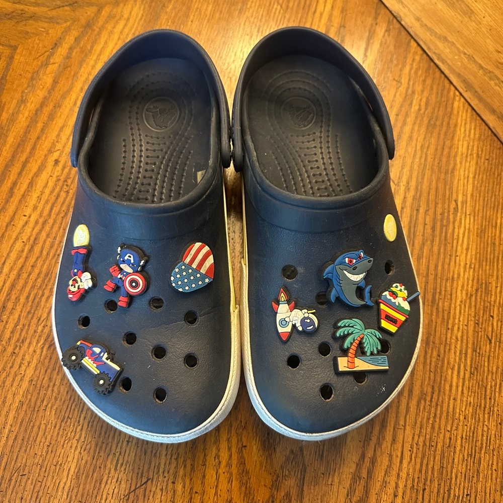 CROCS Kids Navy Blue Sandals with Fun Charms
